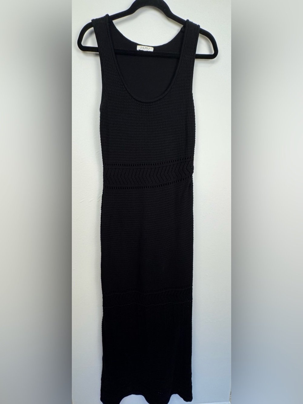 Z Supply Black Knit Sweater Tank Dress Size Medium Sleeveless Midi Maxi Cover Up - Picture 2 of 14